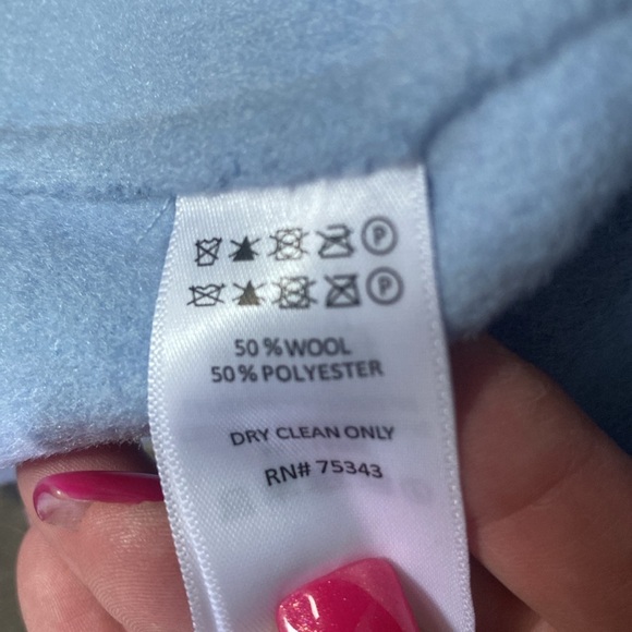 Rachel Zoe Light Blue Wool Blend Open Front Jacket Coat Lightweight Sz L NWT - Picture 7 of 9